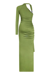 Green One Sleeve Maxi Dress
